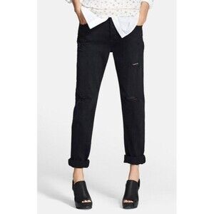 New Womens $248 Current Elliot Traveler Jeans 27 Black Destroyed Distressed NWT